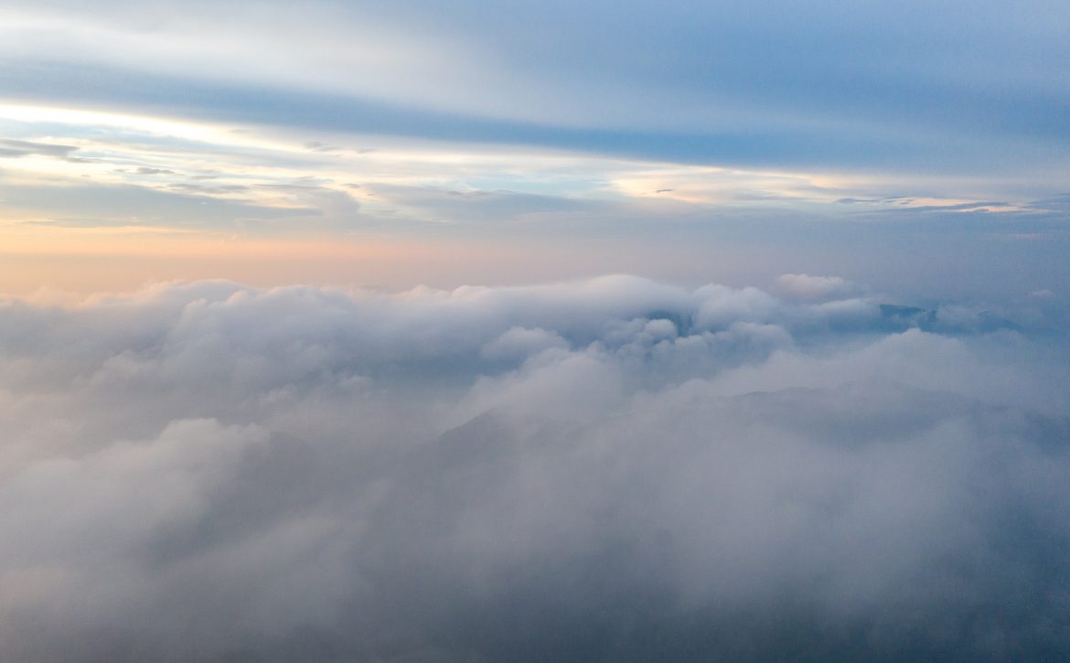 Clouds and mist, blue sky on the top of the morning
