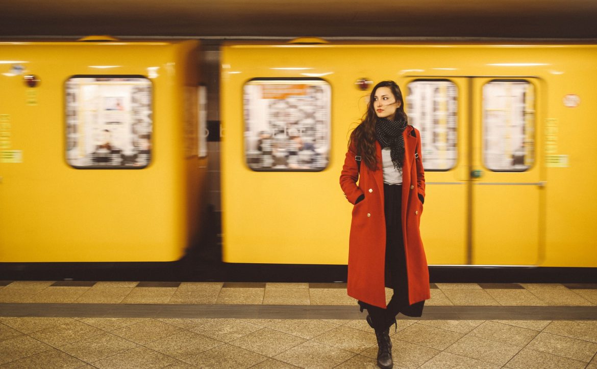 Young woman in Berlin subway station