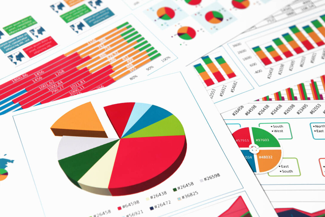 Paper charts and graphs in report